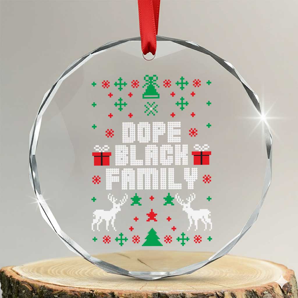 African American Family Crystal Glass Ornament Dope Black Family Matching Ugly Christmas - Print Your Wear