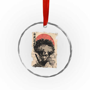 African American Female Samurai Warrior Crystal Glass Ornament Japanese Art Black Onna Bugeisha TS11 Print Your Wear