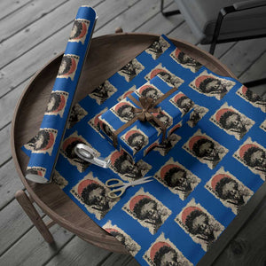 African American Female Samurai Warrior Wrapping Paper Roll Japanese Art Black Onna Bugeisha TS11 Blue Print Your Wear