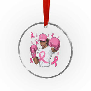 African American Fighter Breast Cancer Awareness Crystal Glass Ornament Pink Ribbon TS11 Print Your Wear