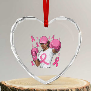 African American Fighter Breast Cancer Awareness Heart Crystal Glass Ornament Pink Ribbon TS11 Transparent Glass 3'' Heart Print Your Wear
