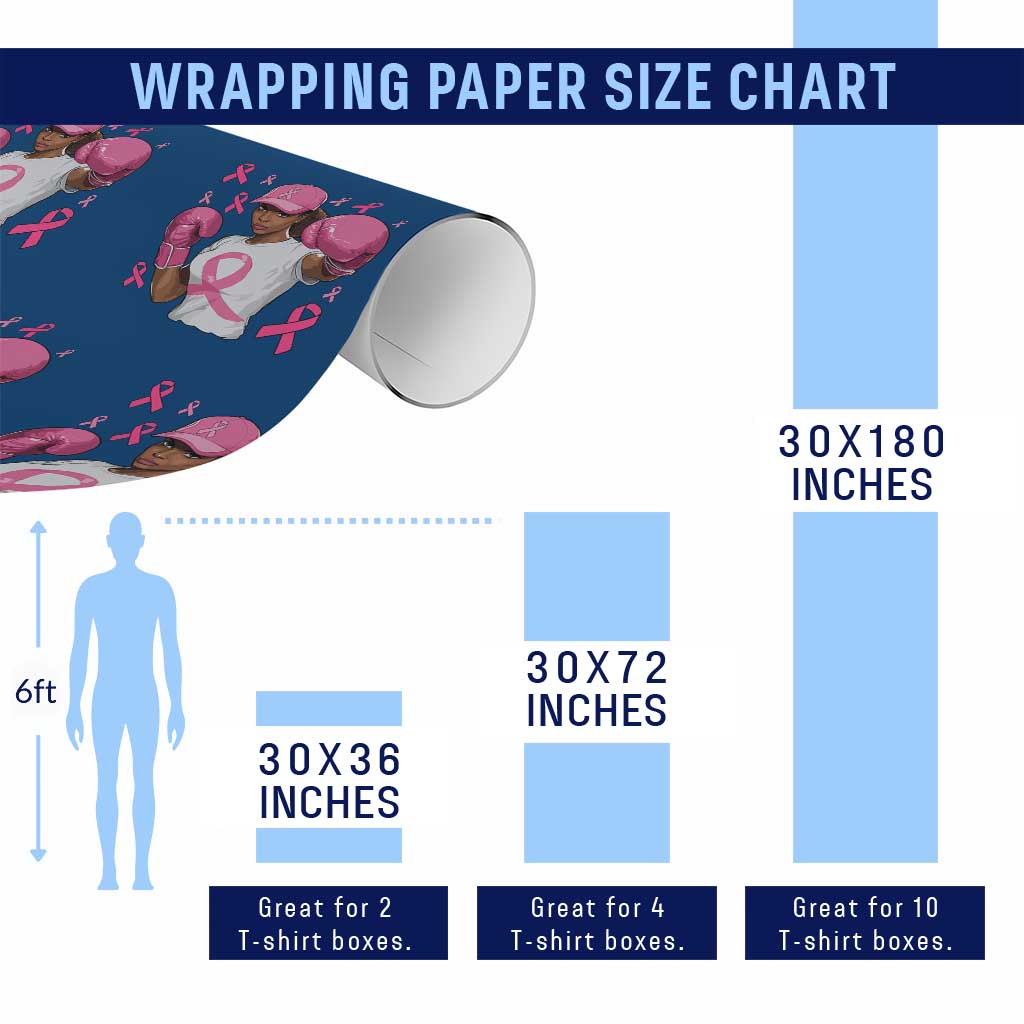 African American Fighter Breast Cancer Awareness Wrapping Paper Roll Pink Ribbon TS11 Print Your Wear