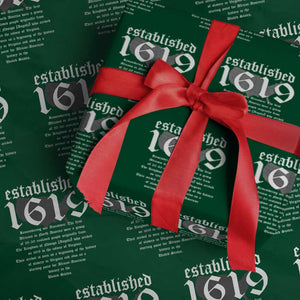 African American History Wrapping Paper Roll Project 1619 Established American Map Retro Vintage TS02 Green Print Your Wear