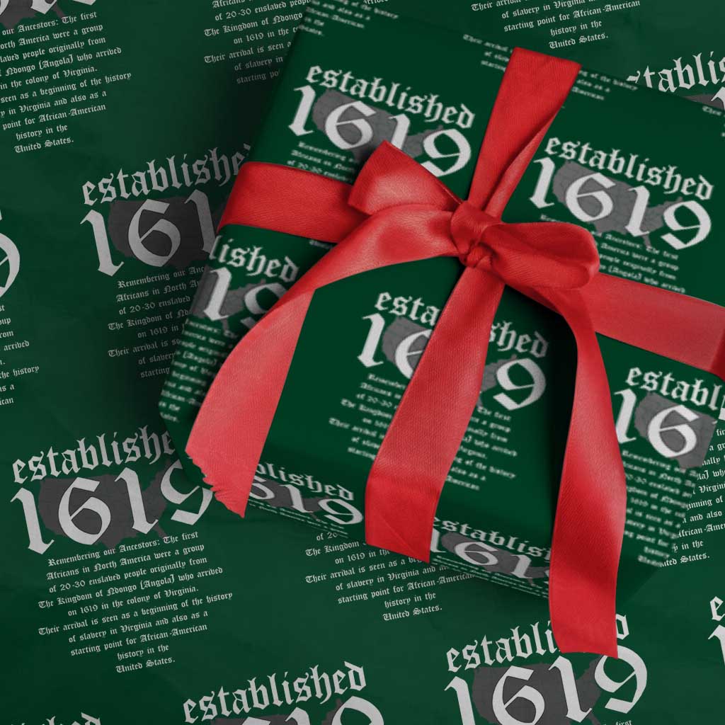 African American History Wrapping Paper Roll Project 1619 Established American Map Retro Vintage TS02 Green Print Your Wear
