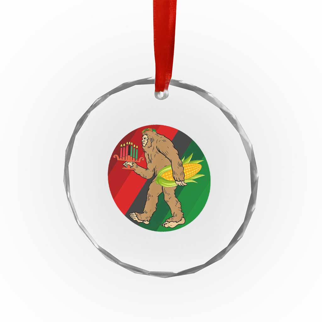 African American Holiday Gift Crystal Glass Ornament Retro Sunset Bigfoot With Kwanzaa Candle TS12 Print Your Wear