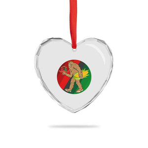African American Holiday Gift Heart Crystal Glass Ornament Retro Sunset Bigfoot With Kwanzaa Candle TS12 Print Your Wear