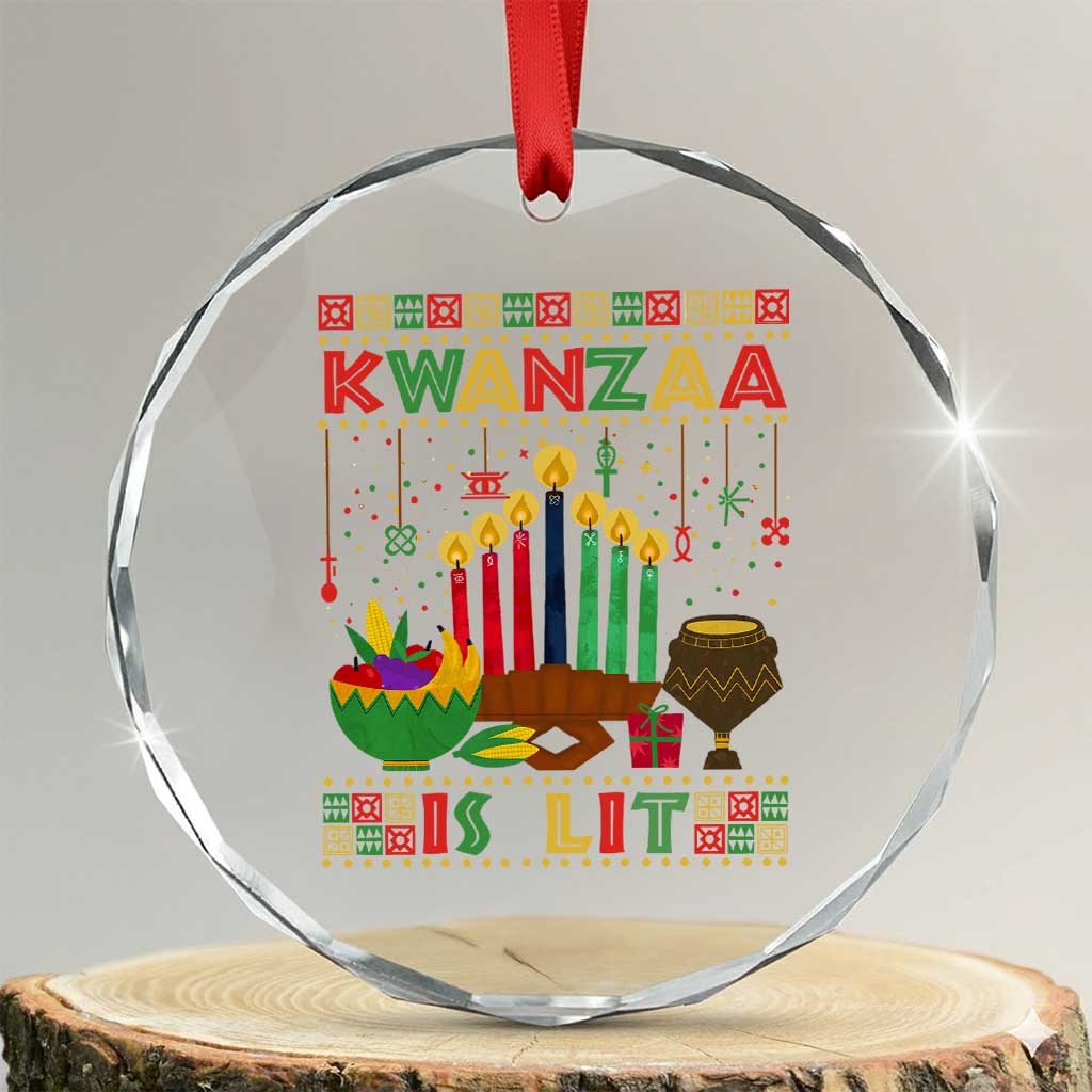 African American Kwanzaa Is Lit Crystal Glass Ornament TS09 Transparent Glass 3'' Circle Print Your Wear