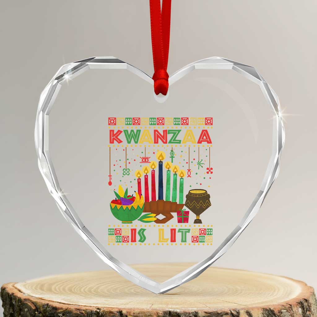 African American Kwanzaa Is Lit Heart Crystal Glass Ornament TS09 Transparent Glass 3'' Heart Print Your Wear