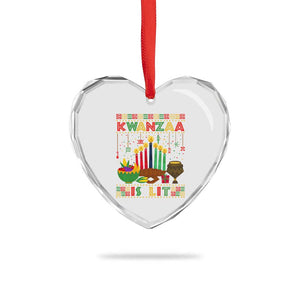 African American Kwanzaa Is Lit Heart Crystal Glass Ornament TS09 Print Your Wear