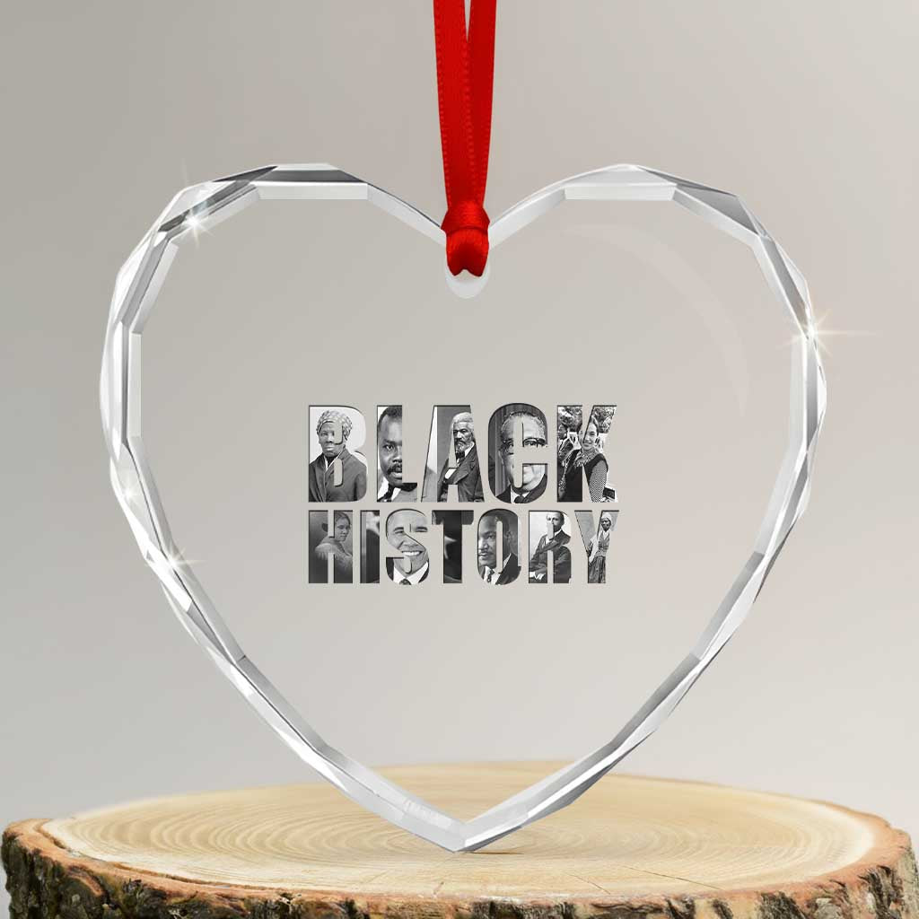African American Leaders Heart Crystal Glass Ornament Black History Month Legends TS12 Transparent Glass 3'' Heart Print Your Wear