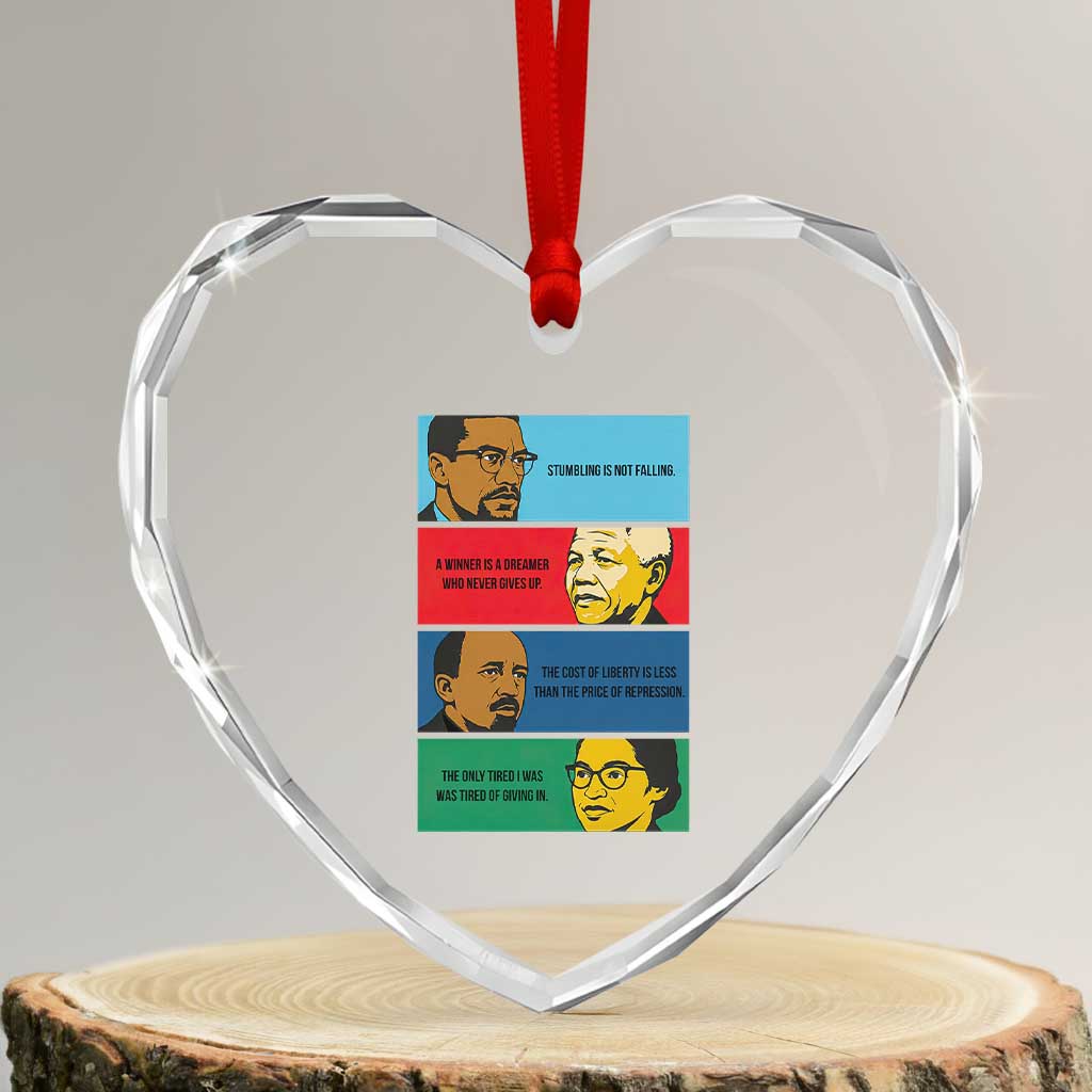 African American Leaders History Quote Gift Heart Crystal Glass Ornament TS12 Transparent Glass 3'' Heart Print Your Wear