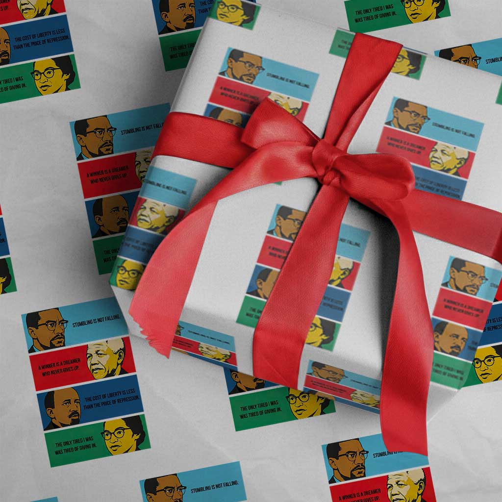 African American Leaders History Quote Gift Wrapping Paper Roll TS12 White Print Your Wear