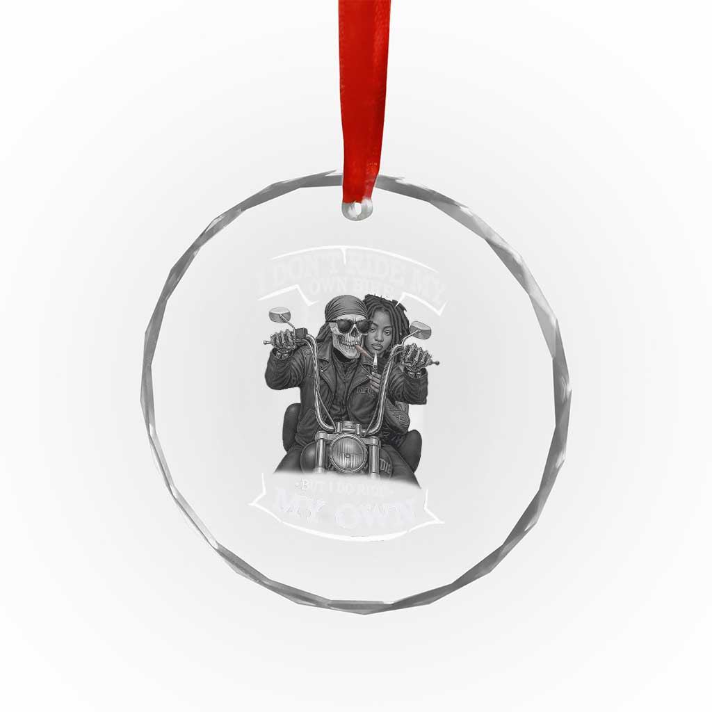 African American Motorcycle Crystal Glass Ornament Skeleton Biker TS14 Transparent Glass 3'' Circle Print Your Wear