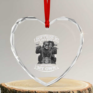 African American Motorcycle Heart Crystal Glass Ornament Skeleton Biker TS14 Transparent Glass 3'' Heart Print Your Wear