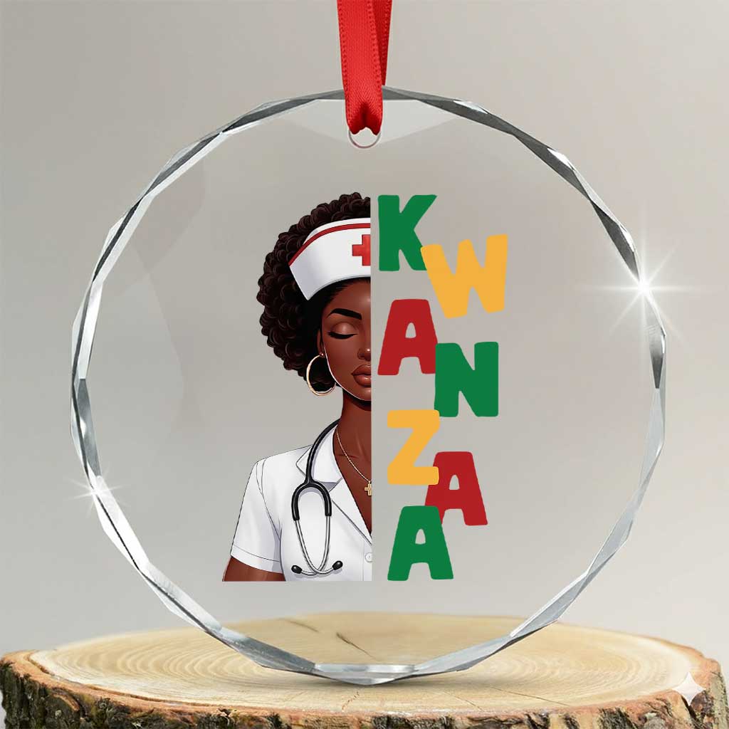 African American Nurse Crystal Glass Ornament Joyful Kwanzaa Celebration Gift TS12 Transparent Glass 3'' Circle Print Your Wear