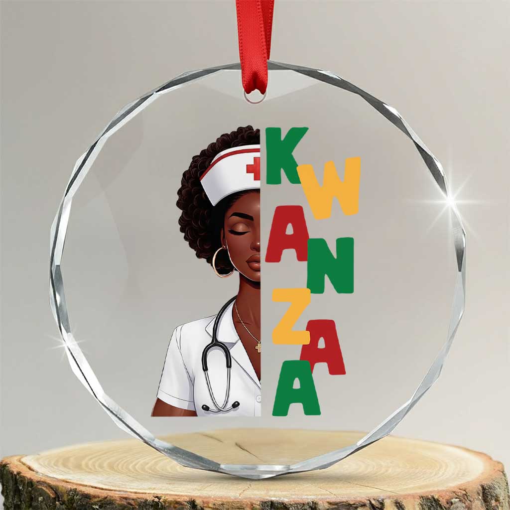 African American Nurse Crystal Glass Ornament Joyful Kwanzaa Celebration Gift - Print Your Wear