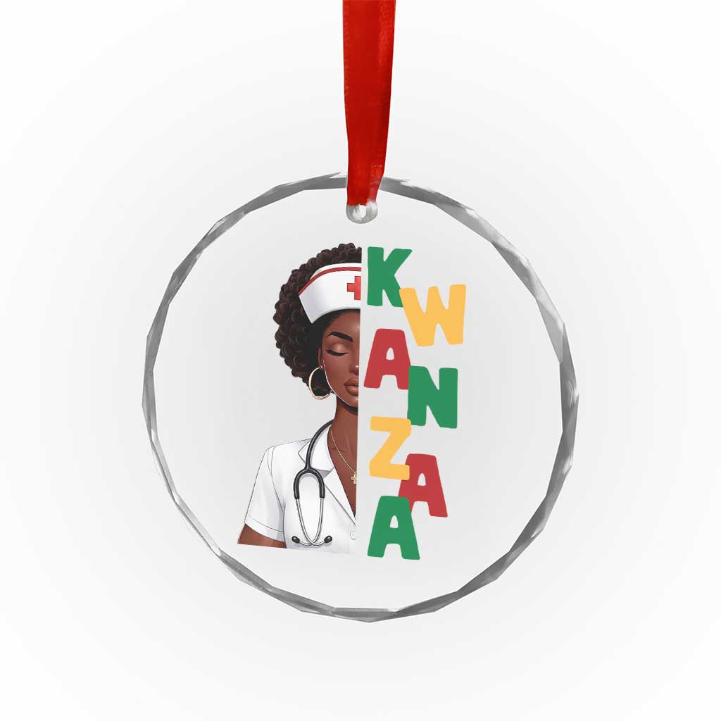 African American Nurse Crystal Glass Ornament Joyful Kwanzaa Celebration Gift - Print Your Wear