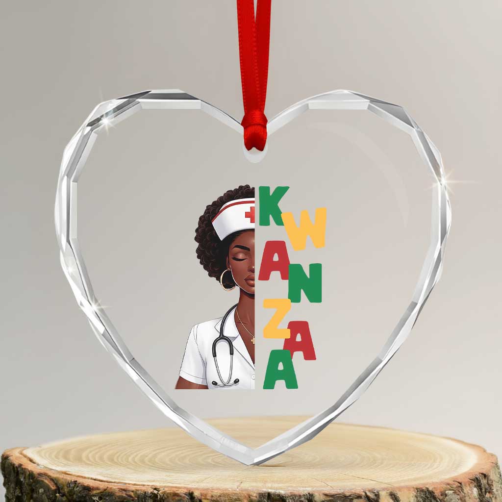 African American Nurse Heart Crystal Glass Ornament Joyful Kwanzaa Celebration Gift TS12 Transparent Glass 3'' Heart Print Your Wear