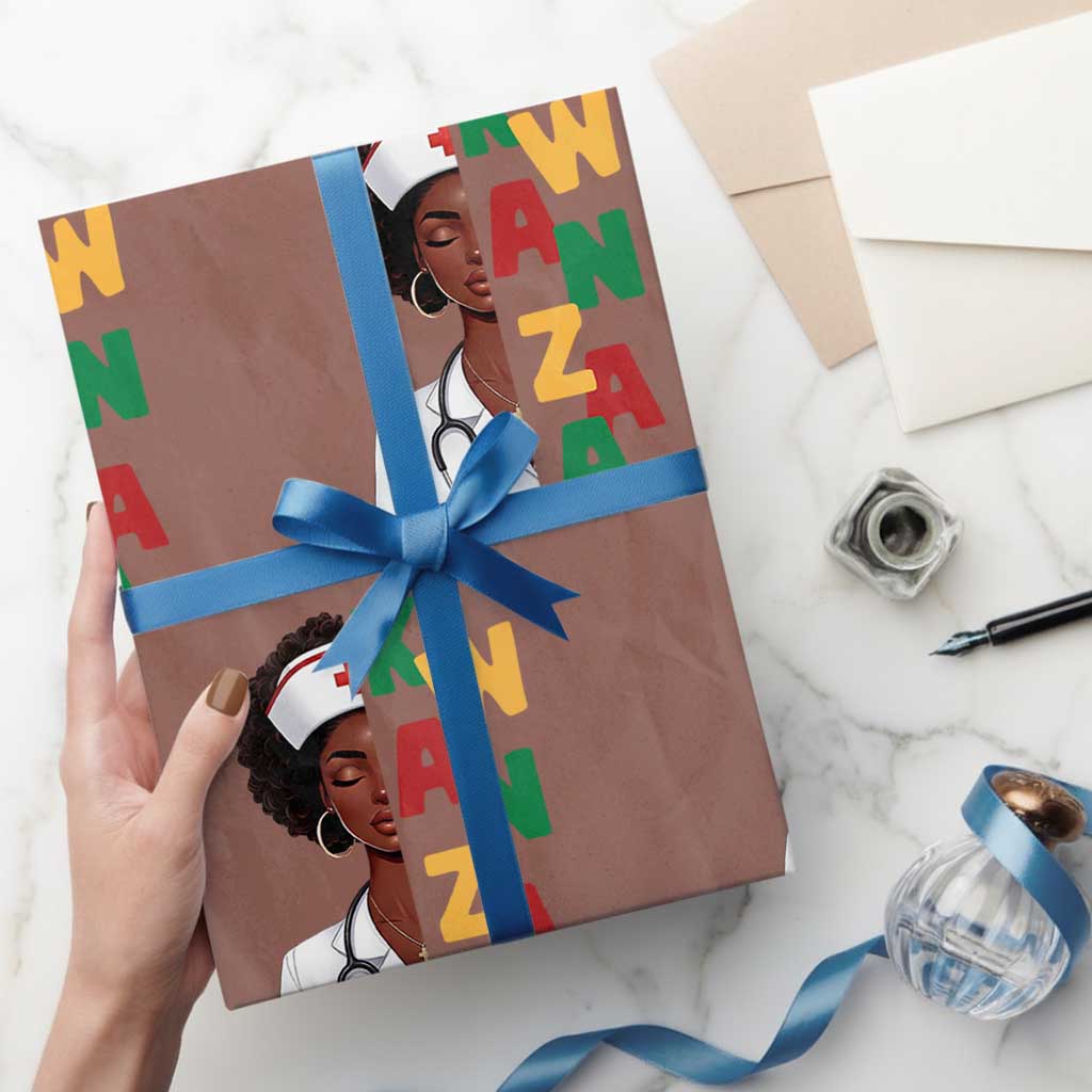 African American Nurse Wrapping Paper Roll Joyful Kwanzaa Celebration Gift TS12 Mocha Print Your Wear