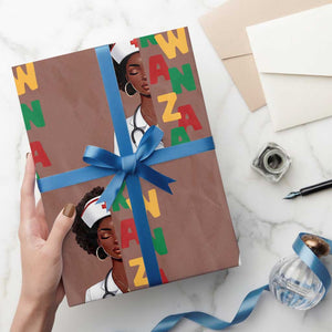 African American Nurse Wrapping Paper Roll Joyful Kwanzaa Celebration Gift TS12 Mocha Print Your Wear