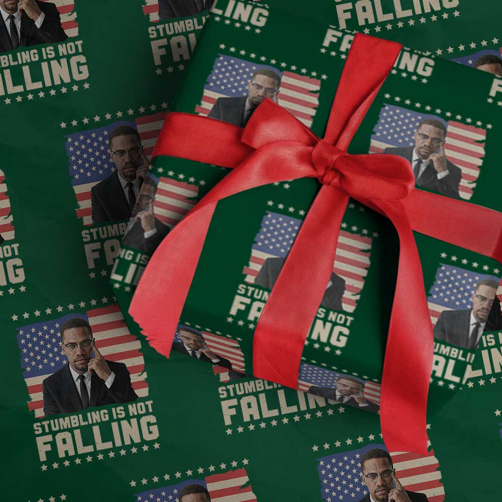 African American Pride Gift Wrapping Paper Roll Malcolm X TS12 Green Print Your Wear