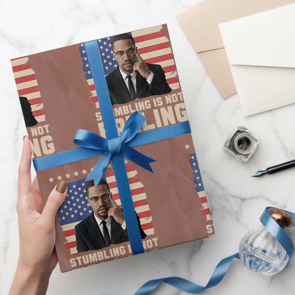 African American Pride Gift Wrapping Paper Roll Malcolm X TS12 Mocha Print Your Wear