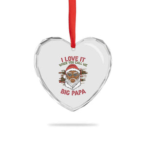 African American Santa Kwanzaa Heart Crystal Glass Ornament I Love It When You Call Me Big Papa TS09 Print Your Wear