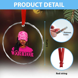 African American Warrior Breast Cancer Crystal Glass Ornament Pink Ribbon TS11 Print Your Wear