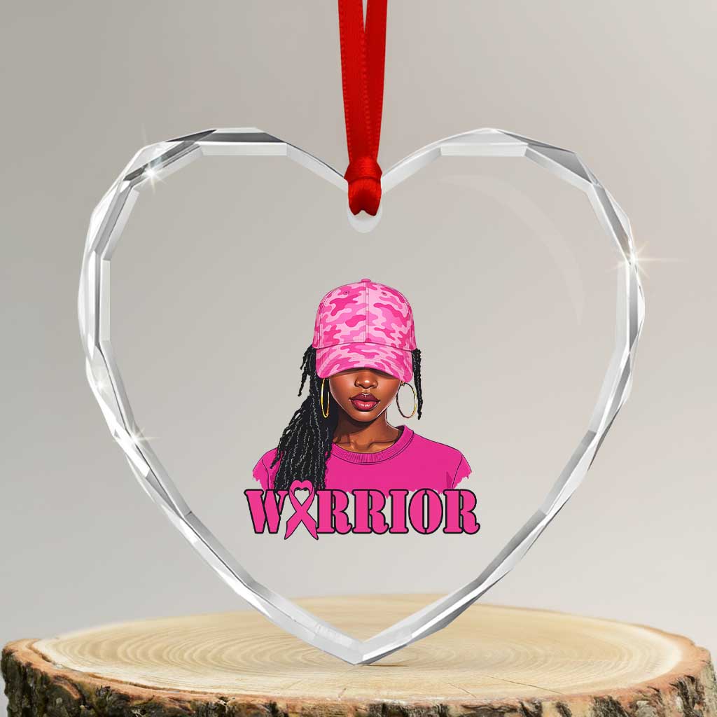 African American Warrior Breast Cancer Heart Crystal Glass Ornament Pink Ribbon TS11 Transparent Glass 3'' Heart Print Your Wear