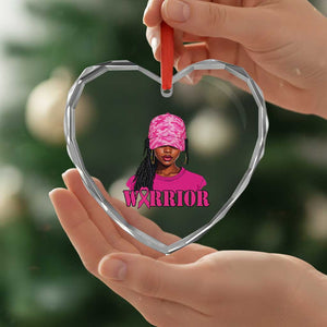 African American Warrior Breast Cancer Heart Crystal Glass Ornament Pink Ribbon TS11 Print Your Wear