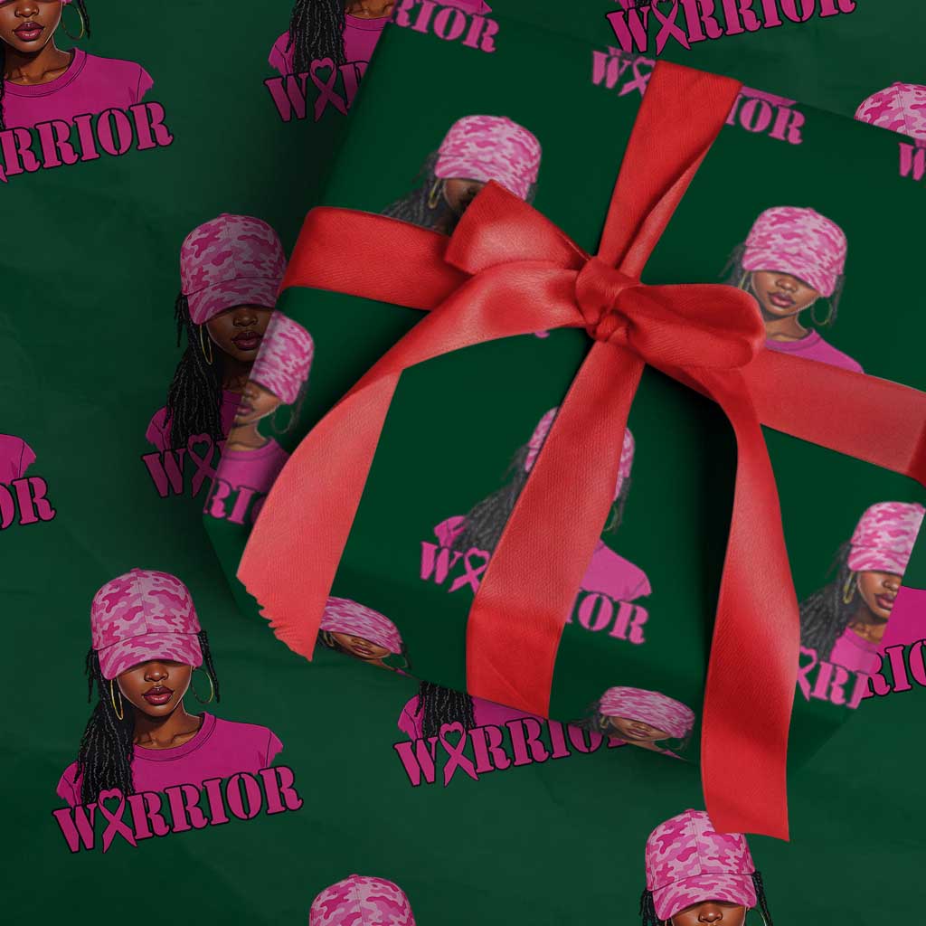 African American Warrior Breast Cancer Wrapping Paper Roll Pink Ribbon TS11 Green Print Your Wear