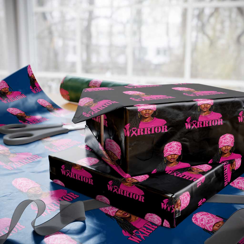 African American Warrior Breast Cancer Wrapping Paper Roll Pink Ribbon TS11 Black Print Your Wear