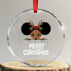 African American Xmas Crystal Glass Ornament Cute Black Girl Kids Merry Christmas TS09 Transparent Glass 3'' Circle Print Your Wear