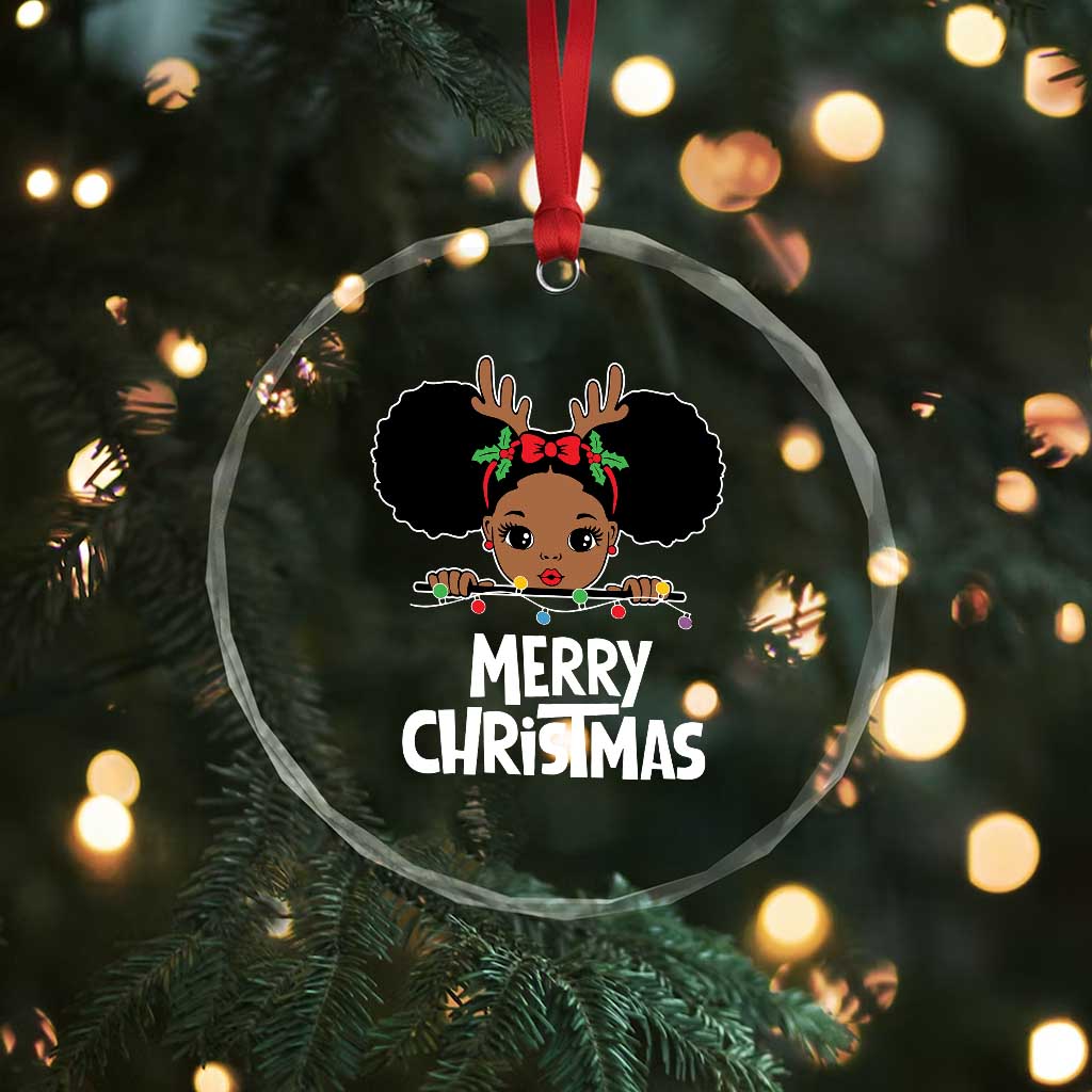 African American Xmas Crystal Glass Ornament Cute Black Girl Kids Merry Christmas TS09 Print Your Wear