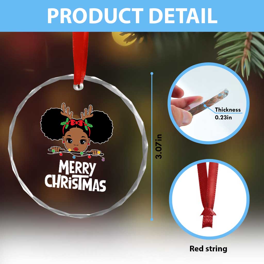 African American Xmas Crystal Glass Ornament Cute Black Girl Kids Merry Christmas TS09 Print Your Wear