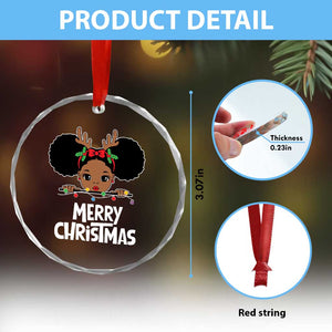 African American Xmas Crystal Glass Ornament Cute Black Girl Kids Merry Christmas TS09 Print Your Wear