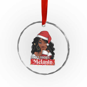 African American Xmas Crystal Glass Ornament Santa's Favorite Melanin Santa Girl TS11 Print Your Wear