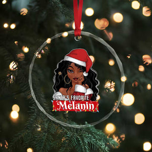 African American Xmas Crystal Glass Ornament Santa's Favorite Melanin Santa Girl TS11 Print Your Wear