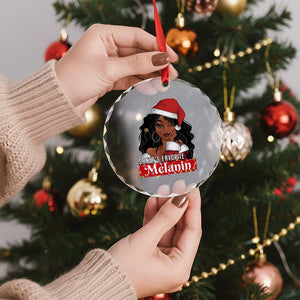 African American Xmas Crystal Glass Ornament Santa's Favorite Melanin Santa Girl TS11 Print Your Wear