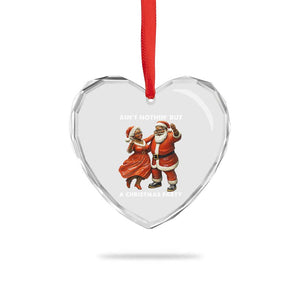 African American Xmas Heart Crystal Glass Ornament Ain't Nothin' But A Christmas Party Mr Mrs Claus Dancing TS09 Print Your Wear