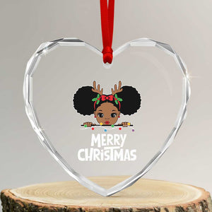 African American Xmas Heart Crystal Glass Ornament Cute Black Girl Kids Merry Christmas TS09 Transparent Glass 3'' Heart Print Your Wear