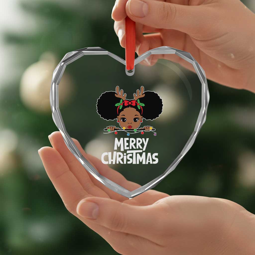 African American Xmas Heart Crystal Glass Ornament Cute Black Girl Kids Merry Christmas TS09 Print Your Wear