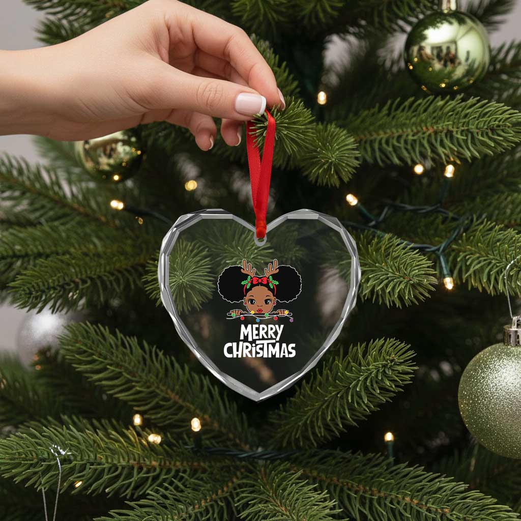 African American Xmas Heart Crystal Glass Ornament Cute Black Girl Kids Merry Christmas TS09 Print Your Wear