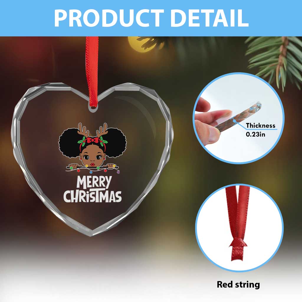 African American Xmas Heart Crystal Glass Ornament Cute Black Girl Kids Merry Christmas TS09 Print Your Wear