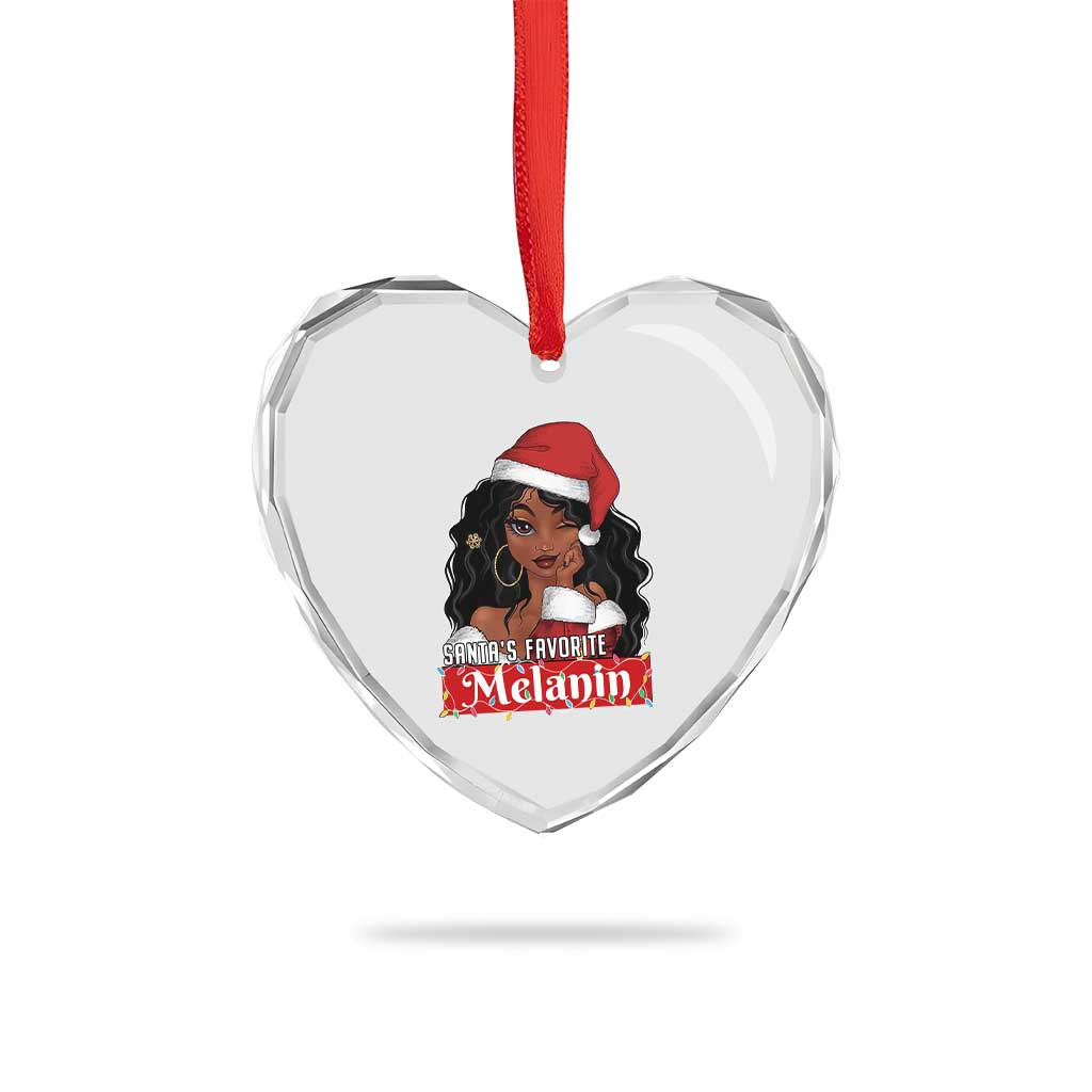 African American Xmas Heart Crystal Glass Ornament Santa's Favorite Melanin Santa Girl TS11 Print Your Wear