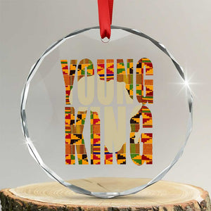 African Kente Crystal Glass Ornament Young King for Boys Men TS02 Transparent Glass 3'' Circle Print Your Wear