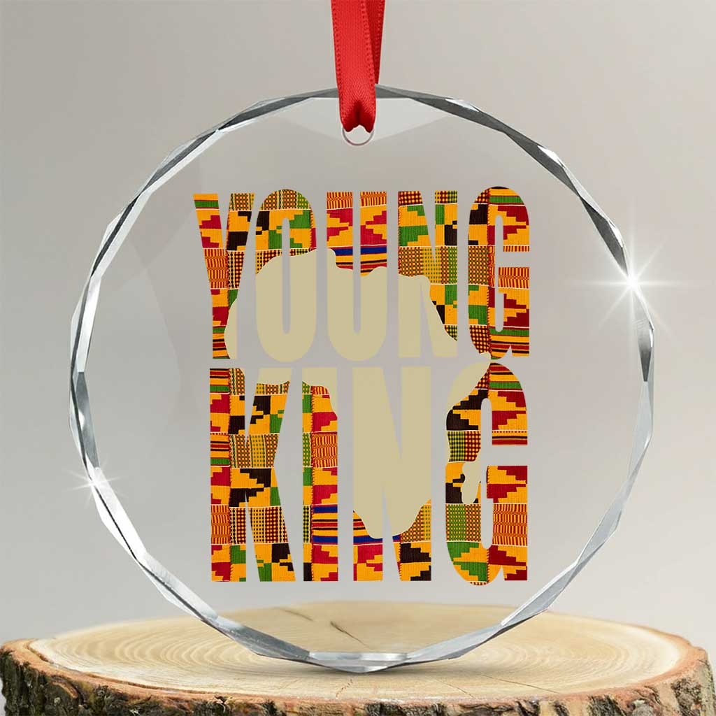 African Kente Crystal Glass Ornament Young King for Boys Men TS02 Transparent Glass 3'' Circle Print Your Wear