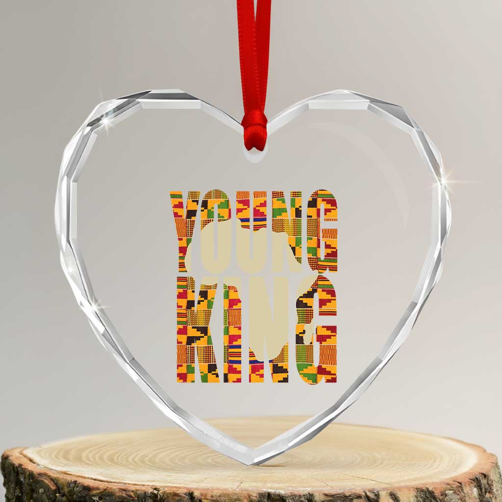 African Kente Heart Crystal Glass Ornament Young King for Boys Men TS02 Transparent Glass 3'' Heart Print Your Wear