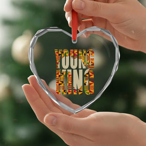 African Kente Heart Crystal Glass Ornament Young King for Boys Men TS02 Print Your Wear