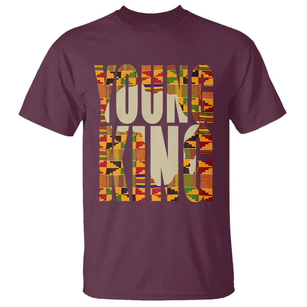 African Kente T Shirt Young King for Boys Men TS02 Maroon Printyourwear